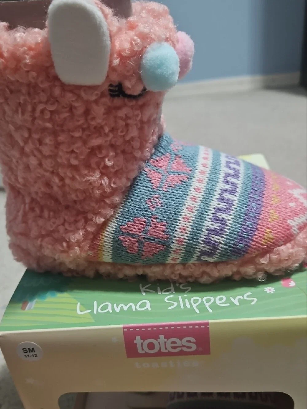 totes Pink Kid's Llama Slippers with Multicolor Accents